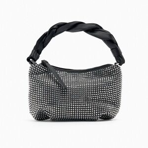 Zara Black and Silver Studded Shoulder Bag